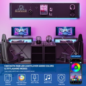 43" L Shaped Gaming Desk, Computer Desk with Power Outlets & Led Lights, Corner Desk with Monitor Stand - 1 of 4