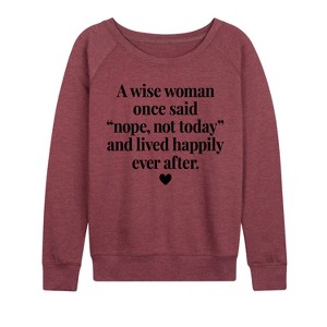 Women's - Instant Message - A Wise Woman Once Said Lightweight French Terry Wide Neck Long Sleeve Graphic Shirt - 1 of 4