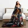 Motorcycle Eagle Print Flannel Throw Blanket ¨C Soft, Cozy, and Vibrant with Black Background and Red Motorcycle Design. - 3 of 4