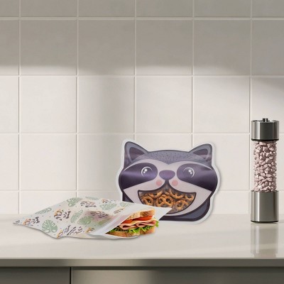 minimatez 2pk Sandwich/Snack Reusable Food Storage Bags Raccoon