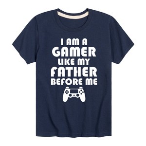 Boys' - Instant Message - I Am A Gamer Like My Father Short Sleeve Graphic T-Shirt - 1 of 4