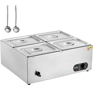 VEVOR 4-Pan Commercial Food Warmer, 4 x 8QT Electric Steam Table, 1500W Professional Countertop Stainless Steel Buffet Bain Marie - 1 of 4