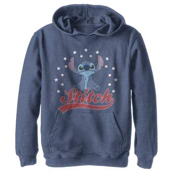 Boy's Lilo & Stitch Red, White, and Blue Stars Pull Over Hoodie