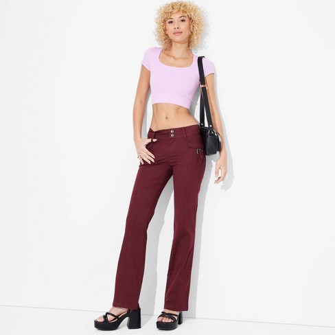 Women s Low rise Bootcut Pants Wild Fable Burgundy Xs Target