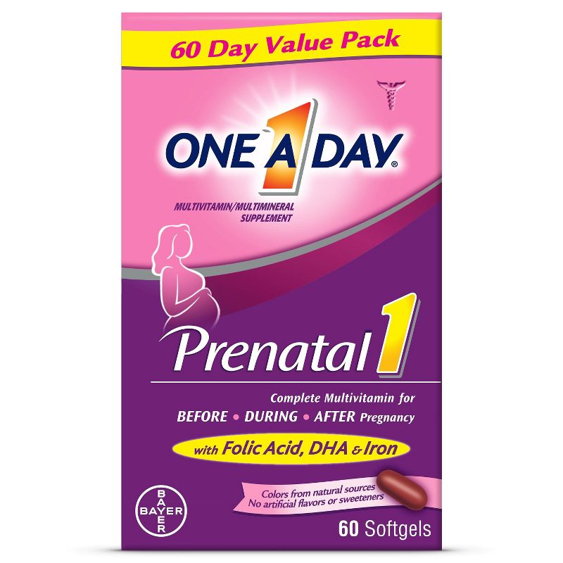 One A Day Women's Prenatal Vitamin 1 with DHA & Folic Acid Multivitamin Softgels, 1 of 9