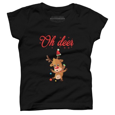 Girl's Design By Humans Oh deer - Christmas Sweater By Storms98 T-Shirt