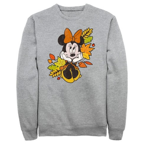 Men s Minnie Mouse Autumn Leaves Portrait Sweatshirt Target