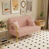 59-Inch Teddy Fleece Loveseat Sofa, Modern Soft Fabric Comfy Sofa With 4 Metal Legs, Comfortable Armrest - 2 of 4