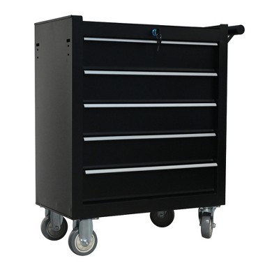 Lirago 5 Drawer Tool Chest Cabinet with Brake Wheels and Lock for Garage Workshop Storage Black