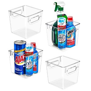 Sorbus 4 Pack Small Clear Plastic Storage Bins with Handle - Organization and Storage for Laundry Room, Closet, Under Sink, Bathroom and more - 1 of 4