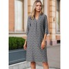 INSPIRE CHIC Women's Fall Casual 3/4 Sleeve V Neck Abstract Geometric Knee Length Dress with Pockets - 2 of 4