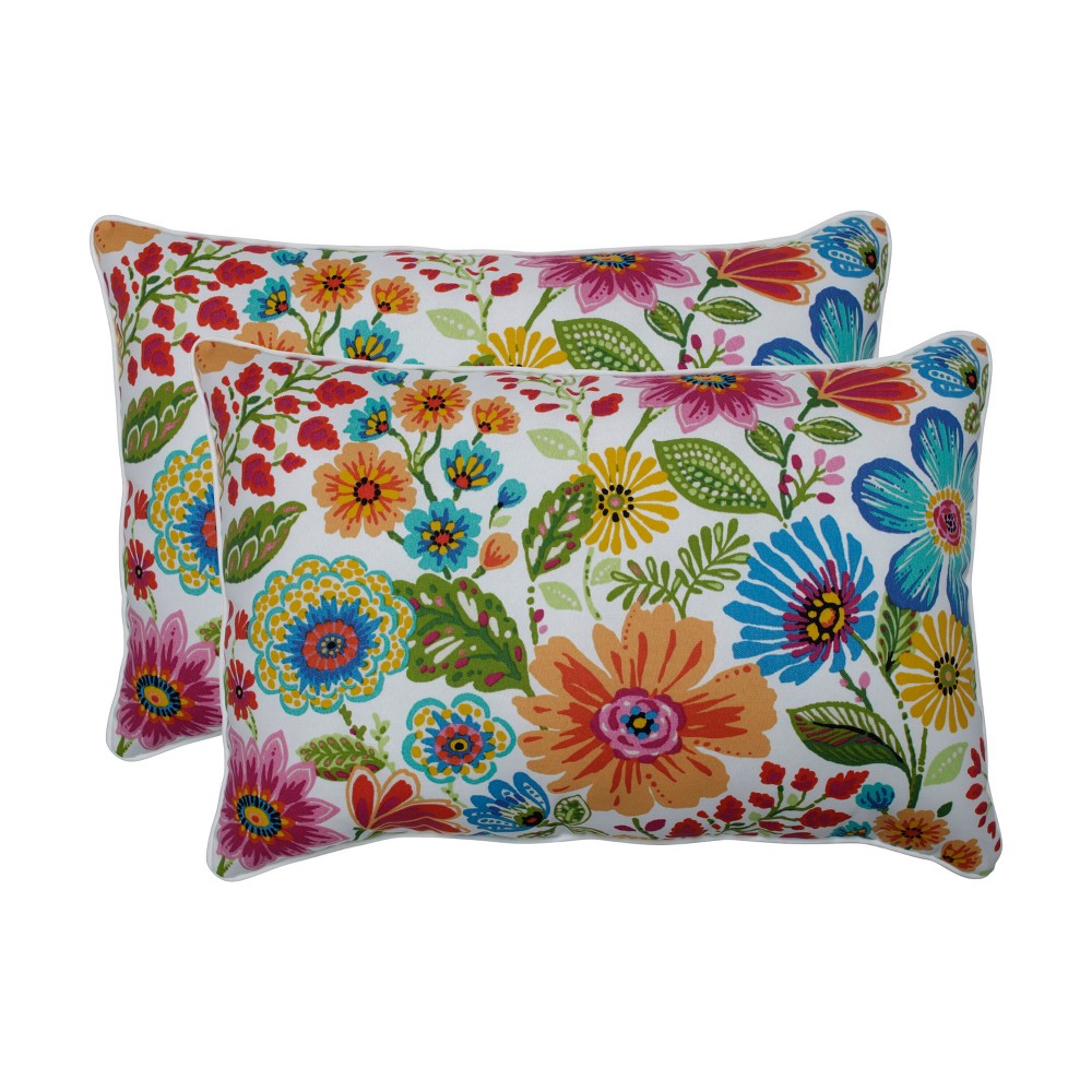 16.5"x24.5" Gregoire Prima 2pc Rectangular Outdoor Throw Pillows Blue - Pillow Perfect