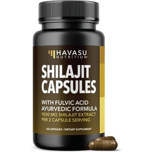 Shilajit Capsules for Men and Women, Shilajit Supplement Supports Heart, Immune & Healthy Aging, Havasu Nutrition, 60ct - 1 of 4