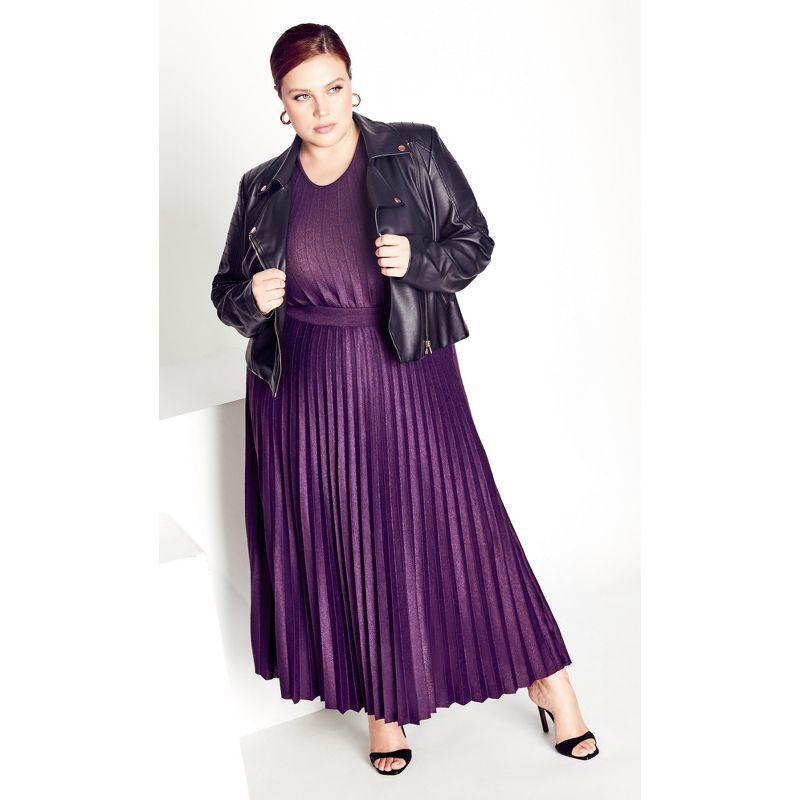 Women's Plus Size Knit Pleat Skirt - purple | ARNA YORK, 1 of 4