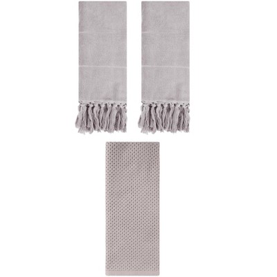 REGALWOVEN 3 Packs Cotton Soft Absorbent Tassels and Waffle Decorative Hand Towel