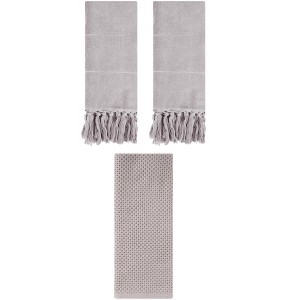 REGALWOVEN 3 Packs Cotton Soft Absorbent Tassels and Waffle Decorative Hand Towel - 1 of 4