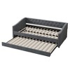 Twin/Full Size Upholstered Tufted Daybed with 2 Storage Drawers/Trundle and Button on Back and Piping on Waved Shape Arms, 4Q -ModernLuxe - 4 of 4