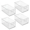 mDesign Large Deep Plastic Kitchen Storage Organizer Bin, Handles, 4 Pack, Clear - 2 of 4