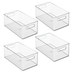 iDesign Plastic Stackable Fridge Bin with Handles, Set of 4, Clear, Made in USA - 1 of 4