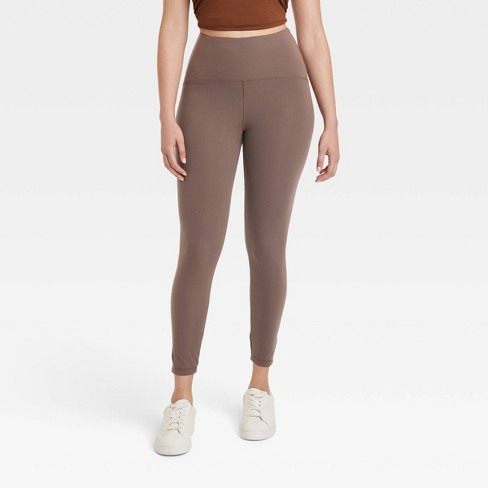 Women's High Waisted Everyday Active 7/8 Leggings - A New Day™ Brown L