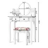 Tangkula Vanity Table Set w/Detachable Mirror & Stool Black/White - 3 of 4