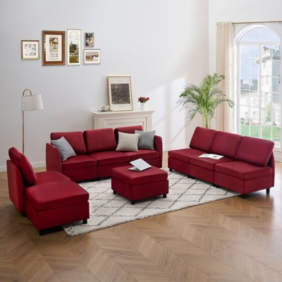 Whizmax 86" Sofa, Comfy Modern Sofa, Removable Sofa Cushion, Breathable Chenille Fabric,For Living Room & Bedroom,  Wine Red