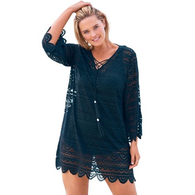 Swim 365 Women's Plus Size Scallop Lace Cover Up