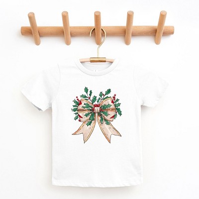 The Juniper Shop Holly Leaves Coquette Toddler Short Sleeve Tee