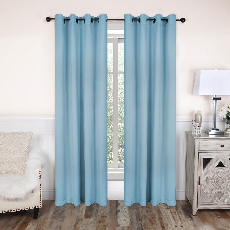 Classic Modern Solid Room Darkening Semi-Semi-Blackout Curtains, Set of 2 by Blue Nile Mills, 1 of 8