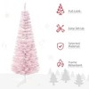 YOOCOZZ Indoor Christmas Decoration -  Snow Flocked Artificial Pencil Xmas Tree, Slim Xmas Tree with Realistic Branches & Plastic Base Stand, Pink - 4 of 4