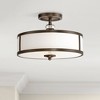 Minka Lavery Vintage Ceiling Light Semi Flush Mount Fixture 15" Dark Bronze 3-Light White Glass Shade for Bedroom Kitchen Hallway - 2 of 3