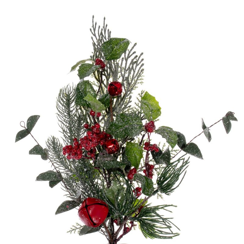 Vickerman 24" Green Artificial Holly Pine and Red Jingle Bell Wreath., 2 of 6