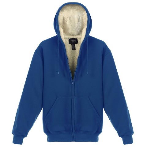 GIOBERTI Men's Heavyweight Faux Shearling Lined Fleece Hoodie Jacket, Black B, X Large