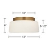 Possini Euro Design Buckley 13" Modern Flush-Mount Ceiling Light Fixture Kitchen Foyer Hallway Drum Round Warm Brass Finish White Glass Bedroom - 4 of 4