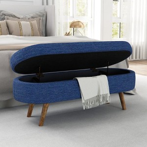 Ottoman Oval Storage Bench,Rubber Wood Legs(43.5"x16"x16") - 1 of 4