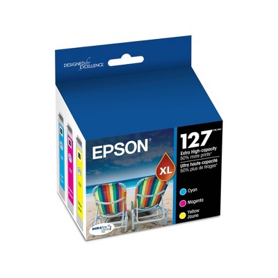 Epson 127 Single & 3pk Ink Cartridges - Black, Multicolor
