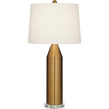 360 Lighting Starfire 30 1/2" Tall Large Modern End Table Lamp Gold Brass Finish Metal Single White Shade Living Room Bedroom Bedside Nightstand House