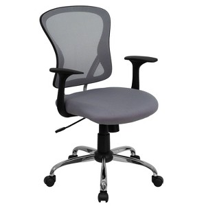 Swivel Task Chair Chrome Base/Gray Mesh - Flash Furniture