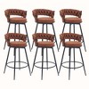 DYHOME 28 inch Bar Stools Set of 6, Modern Counter Height Bar Stools, 360° Swivel Suede Fabric Stool Chairs with Woven Back and Footrest - 3 of 4