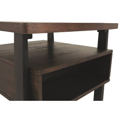 Contemporary Vailbry Two-Tone Rectangular End Table in Black and Brown