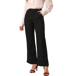 Allegra K Women's Bell Bottom Long High Waist Elegant Work Trousers - 1 of 4