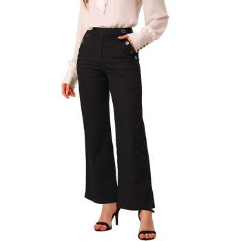 Lolmot Women's Corduroy Wide Leg Pants Flare Pants High Waist Straight Fit  Vintage Elegant Bell Bottom Trouser with Pockets