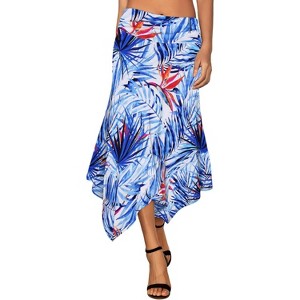 Women's Flowy Handkerchief Hem Midi Skirt - Asymmetric Boho Chic A-Line Skirt - 1 of 4
