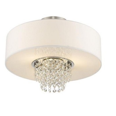 Carlisle Brushed Nickel 3-Light Semi-Flush Mount with Crystal Accents