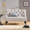SKRAN Settee for Living Room or Apartment - Light Grey Upholstered with Flared Birch Wood Legs and Button-Tufted Backrest - 2 of 4