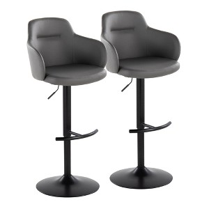 Boyne Contemporary Adjustable Swivel Barstool with Metal Base and Rounded T Footrest by LumiSource - Set of 2 - 1 of 4