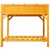 Okak Elevated Wood Planter Box with Wheels/Storage Shelf 8 Pockets for Vegetables, Flowers, Outdoor & Indoor Use, 36" x 24" x 34" - 2 of 4