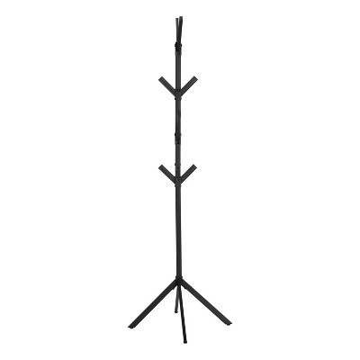 Black Metal 70-Inch Contemporary Coat Rack with 8 Hooks