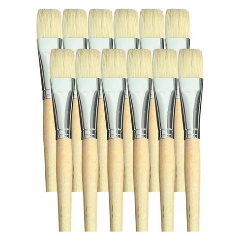 School Smart White Bristle Paint Brushes, Short Handle, 3/4 Inch, Set Of 12  : Target