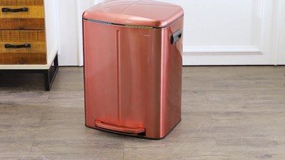 White Stainless Steel Rectangular Pedal Trash Can with Soft-Close Lid